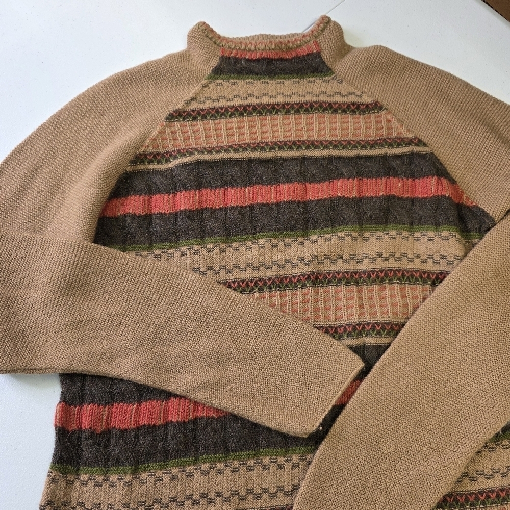SOL Alpaca USA Baby Alpaca stripe knit mock neck pullover - Picture 8 of 8